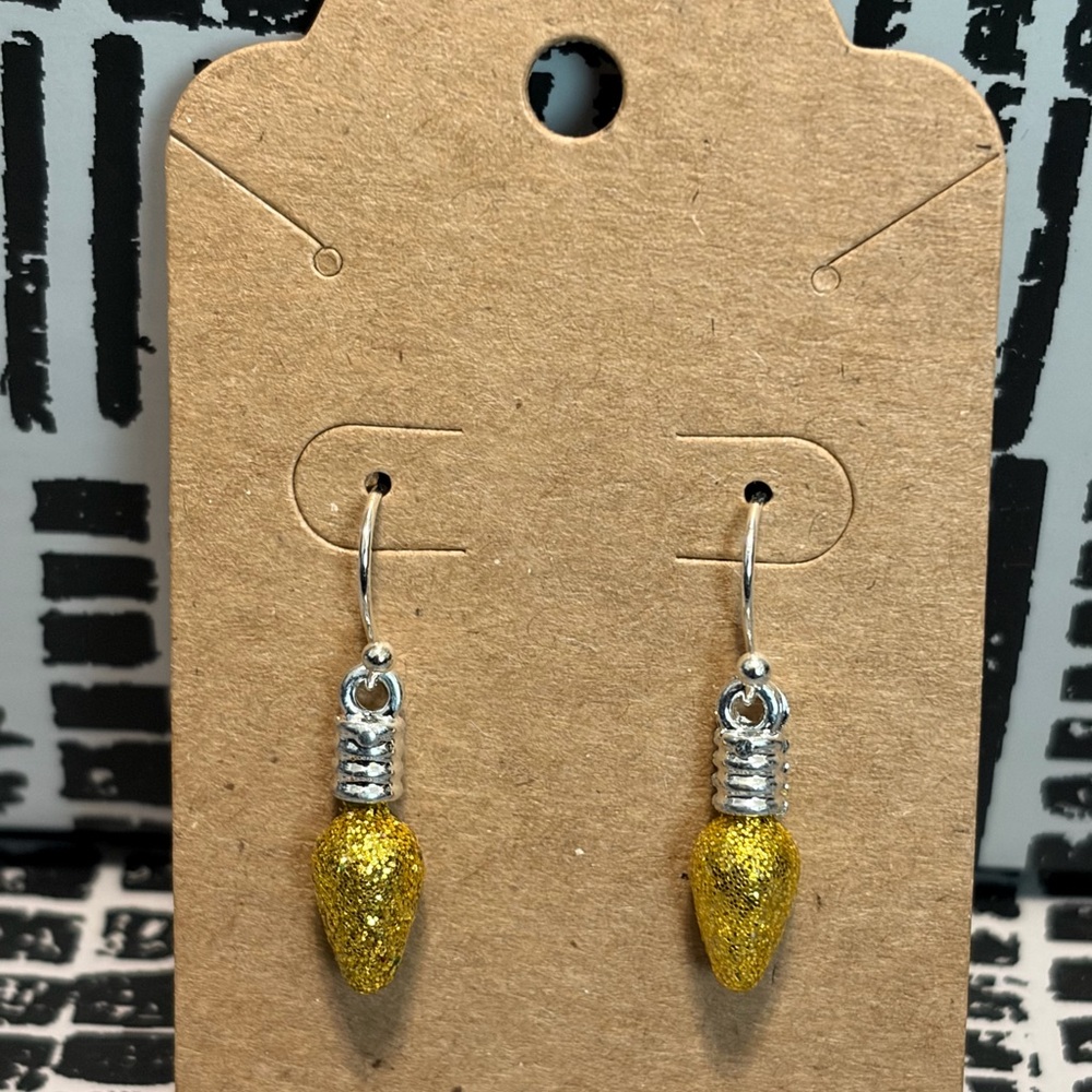 Gold and Silver Holiday Bulb Drop Earrings